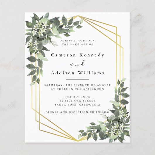 Waterverf Groen goud Eucalyptus Geometrische Lijst Flyer (Voorkant)