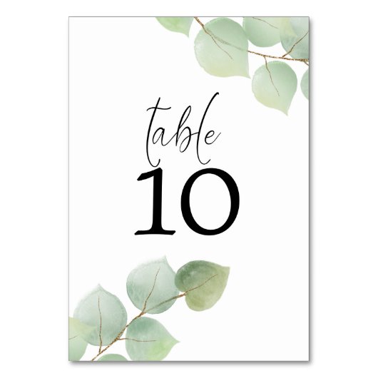 Waterverf Groen Goud Eucalyptus Script Bruiloft Kaart (Voorkant)