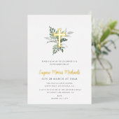 waterverf groen goud folie bevestiging uitnodiging (Staand Voorkant)