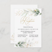 Waterverf groen & goud gebladerte Ontvangst Informatiekaartje (Voorkant / Achterkant)