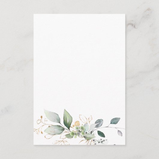 Waterverf groen & goud gebladerte Ontvangst Informatiekaartje (Achterkant)