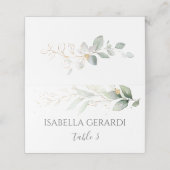 Waterverf groen & goud gebladerte plaatskaartje (Buitenkant ongevouwen)