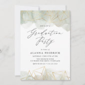 Waterverf Groen goud geometrisch Afstuderen Kaart (Voorkant)