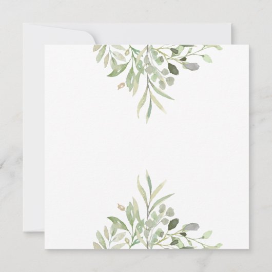 Waterverf groen goud geometrisch script bruiloft kaart (Achterkant)