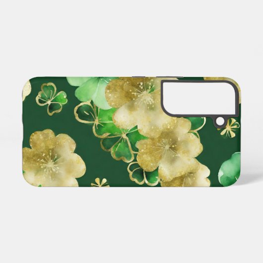 WATERVERF GROEN & GOUD IERS SHAMROCKS SAMSUNG GALAXY HOESJE (Achterkant horizontaal)