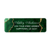 Waterverf Groen Goud Marmer Retouradres Etiket (Voorkant)