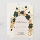 Waterverf Groen Goud Rozen Vrijgezellenfeest Invit Kaart (Voorkant)