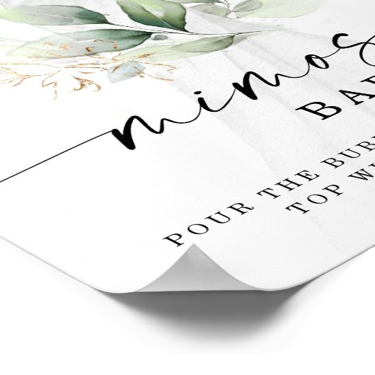 Waterverf groen goud Vrijgezellenfeest mimosa teke Poster (Hoek)