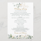 Waterverf groen & goudblaadjes Trouwprogramma Programmakaart (Achterkant)