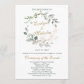 Waterverf groen & goudblaadjes Trouwprogramma Programmakaart (Voorkant)