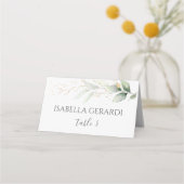 Waterverf groen & gouden blad plaatskaartje (Voorkant)