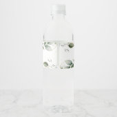 Waterverf groen & gouden bladeren Baby shower Waterfles Etiket (Achterkant)