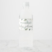 Waterverf groen & gouden bladeren Baby shower Waterfles Etiket (Voorkant)