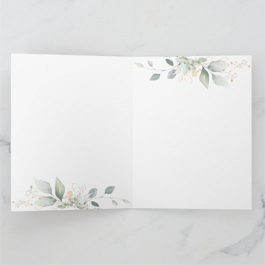 Waterverf groen & gouden bladeren Dank u Bedankkaart (Binnen)