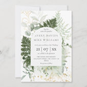 Waterverf groen & gouden elegante bruiloft kaart (Voorkant)