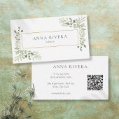 Waterverf groen gouden geometrische QR-code Visitekaartje