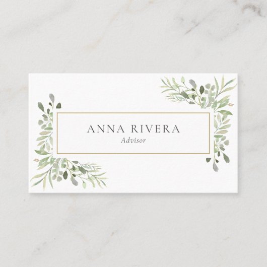 Waterverf groen gouden geometrische QR-code Visitekaartje (Voorkant)