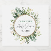 Waterverf groen gouden krans Baby shower Sparkling Wijnetiket (Enkel label)