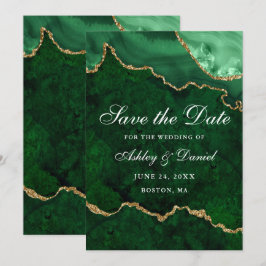 Waterverf Groen Gouden Marmer Agaat Geode Save The Date