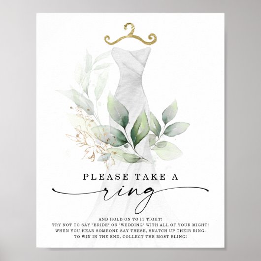 Waterverf groen gouden Vrijgezellenfeest ringspel Poster (Voorkant)