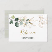 Waterverf groen, goudflorale plaatje informatiekaartje (Voorkant / Achterkant)