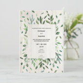 Waterverf groen grens bruiloft uitnodigingskaart kaart (Staand voorkant)