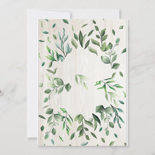 Waterverf groen grens bruiloft uitnodigingskaart kaart (Achterkant)