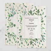 Waterverf groen grens bruiloft uitnodigingskaart kaart (Voorkant / Achterkant)