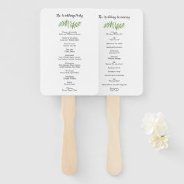 Waterverf groen groen blad bruiloft programma handwaaier