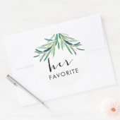 Waterverf groen haar favoriete gunst sticker (Envelop)