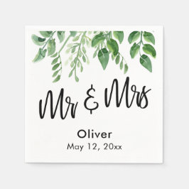 Waterverf groen handschrift Mr & Mrs Servet