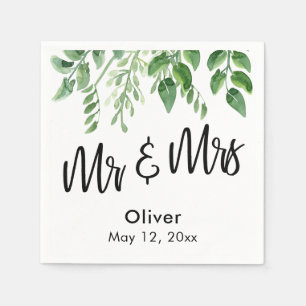 Waterverf groen handschrift Mr & Mrs Servet