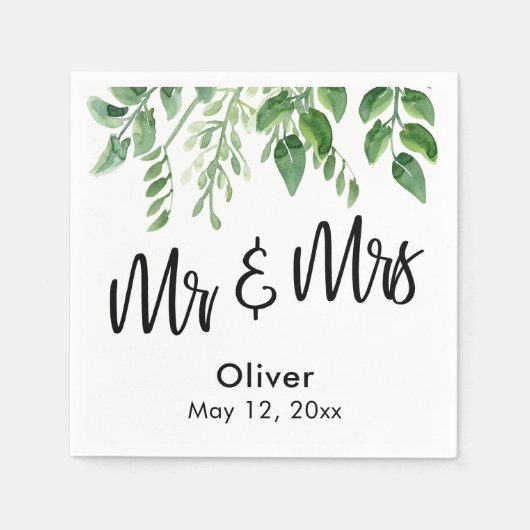 Waterverf groen handschrift Mr & Mrs Servet (Voorkant)