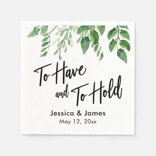 Waterverf groen handschrift te hebben & te houden servet (Voorkant)