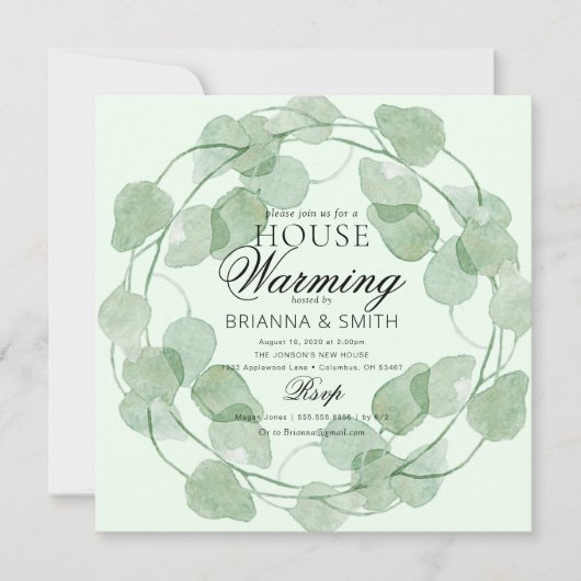 Waterverf groen Housewarming Kaart (Voorkant)