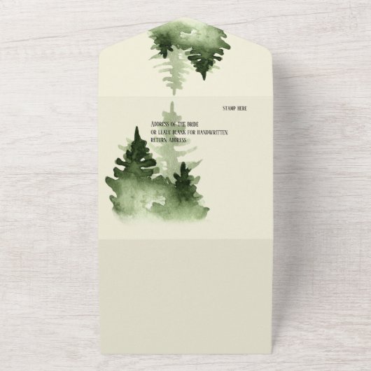 Waterverf groen in het Lakehouse All In One Uitnodiging (Buitenkant)