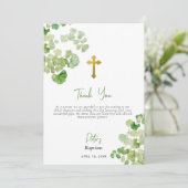 Waterverf groen jongen meisje doop doop bedankkaart (Staand voorkant)