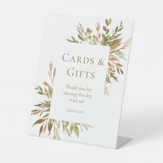 Waterverf groen Kaarten en geschenken Reclamebord Met Voetstuk (Voorkant)