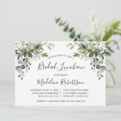 Waterverf groen kalligrafie blauw bruids lunch kaart (Staand voorkant)