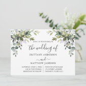 Waterverf groen kalligrafie salie groen bruiloft kaart (Staand voorkant)