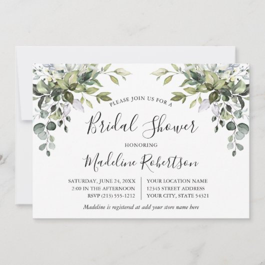 Waterverf groen kalligrafie salie Vrijgezellenfees Kaart (Voorkant)