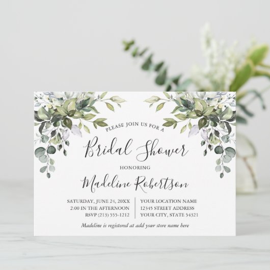 Waterverf groen kalligrafie salie Vrijgezellenfees Kaart (Staand voorkant)