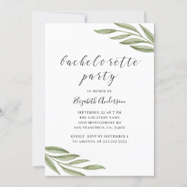 Waterverf groen kalligrafie vrijgezellenfeest kaart