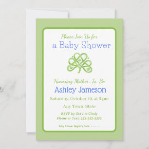 Waterverf Groen Keltische Shamrock Baby Shower  Kaart