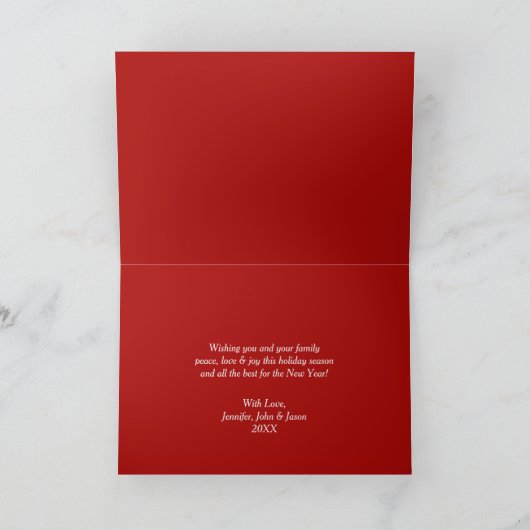 Waterverf groen Kerstfoto Lijst Gevouwen Kaart (Binnen)