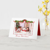 Waterverf groen Kerstfoto Lijst Gevouwen Kaart (Gele Bloem)