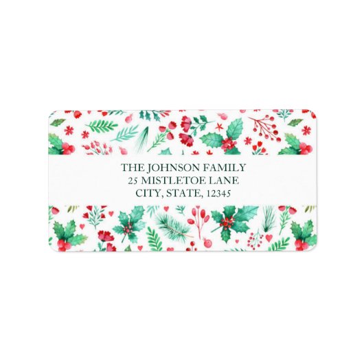 Waterverf Groen Kerstmis Etiket (Voorkant)