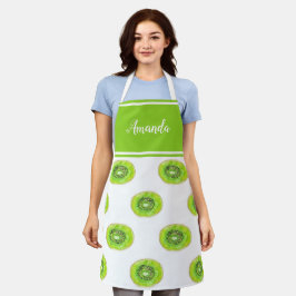 Waterverf groen Kiwi patroon gepersonaliseerd Schort