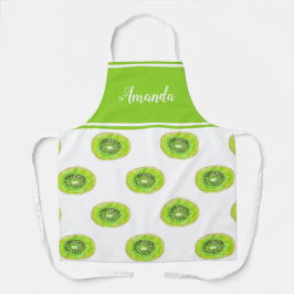 Waterverf groen Kiwi patroon gepersonaliseerd Schort
