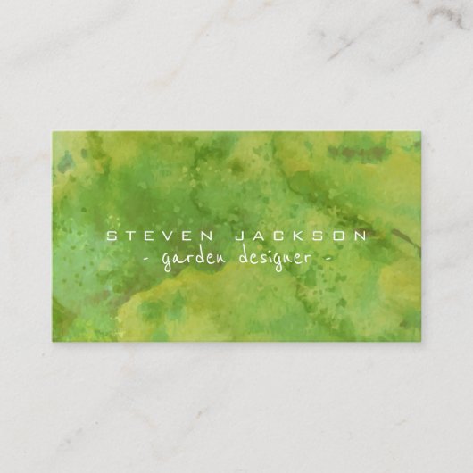 Waterverf groen koel abstracte tuinontwerper visitekaartje (Voorkant)